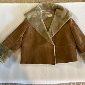 SUEDE JACKET WITH FAUX FUR LINING